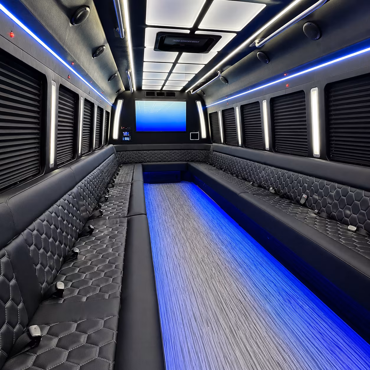 herriman 50 passenger party bus inside