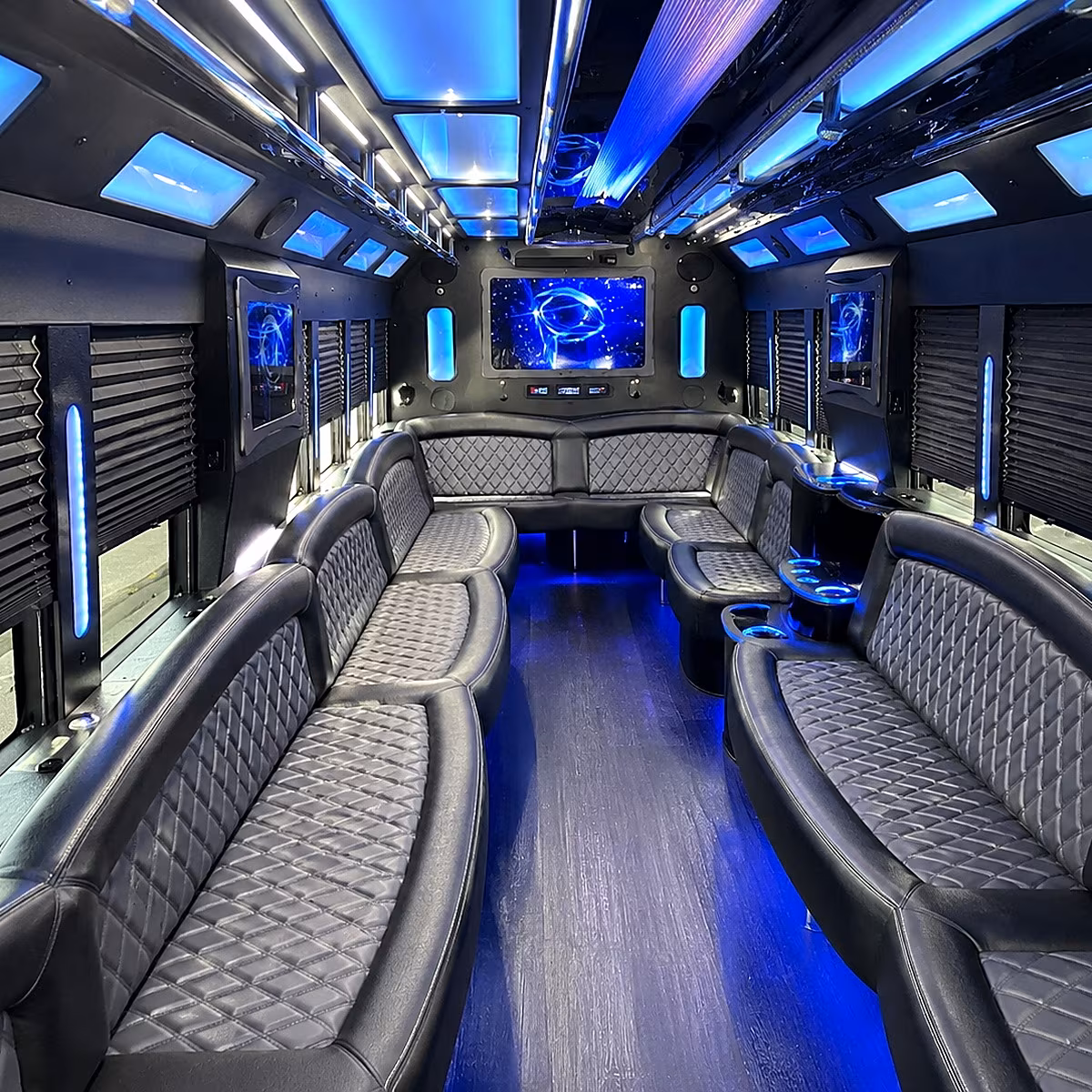 herriman 50 passenger party bus interior