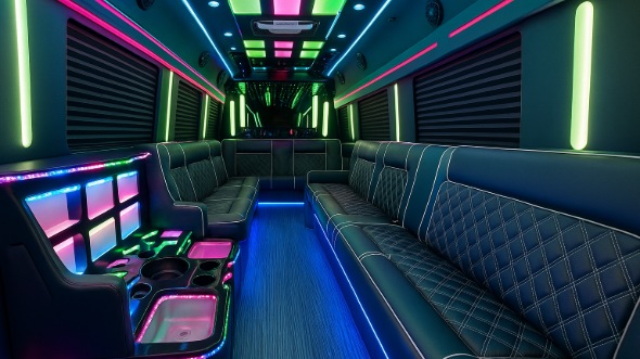 Interior of Charter Bus Company Taylorsville's Party Bus in Taylorsville
