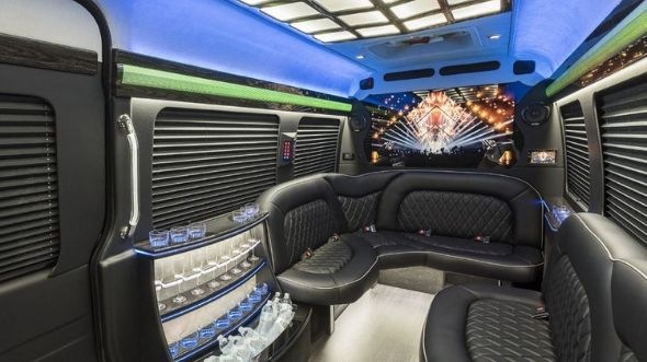 Interior of Charter Bus Company Herriman's Sprinter Limo in Herriman